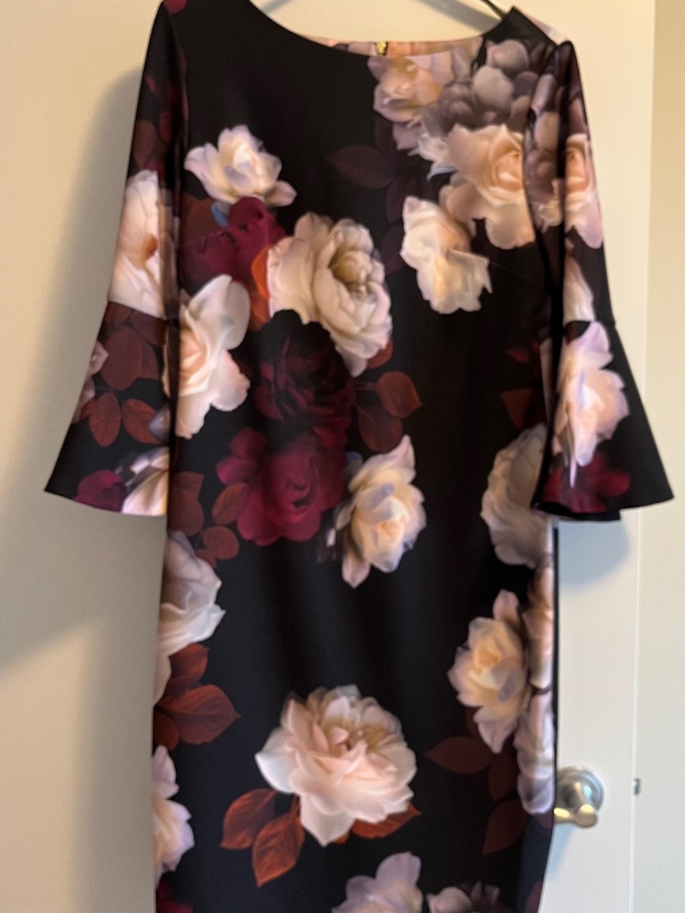Calvin Klein Floral Bell-Sleeve Sheath Dress - Size 12